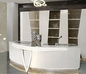 Armário de cozinha de vidro branco de armário de cozinha de aço inoxidável