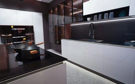 Baineng branco ultra-fino painel de porta design tempo simples armário de cozinha de aço inoxidável